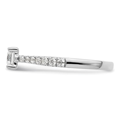 14k White Gold East West (Holds 3/4 carat (6.1x4.5mm) Emerald-cut Center) 1/4 carat Diamond Semi-Mount Engagement Ring