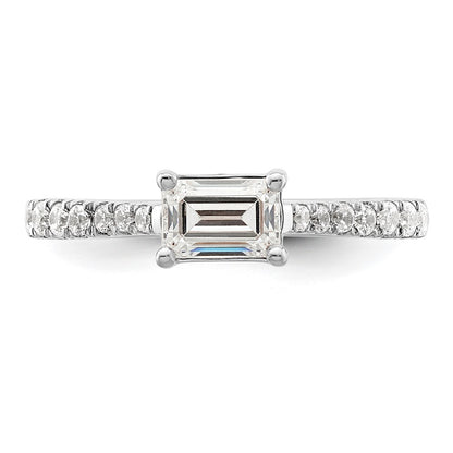 14k White Gold East West (Holds 3/4 carat (6.1x4.5mm) Emerald-cut Center) 1/4 carat Diamond Semi-Mount Engagement Ring