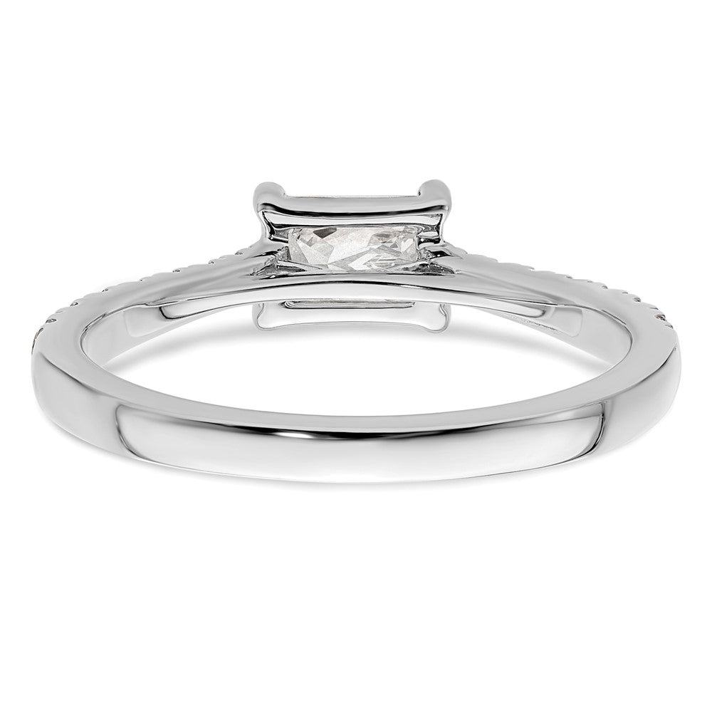 14k White Gold East West (Holds 3/4 carat (6.1x4.5mm) Emerald-cut Center) 1/4 carat Diamond Semi-Mount Engagement Ring