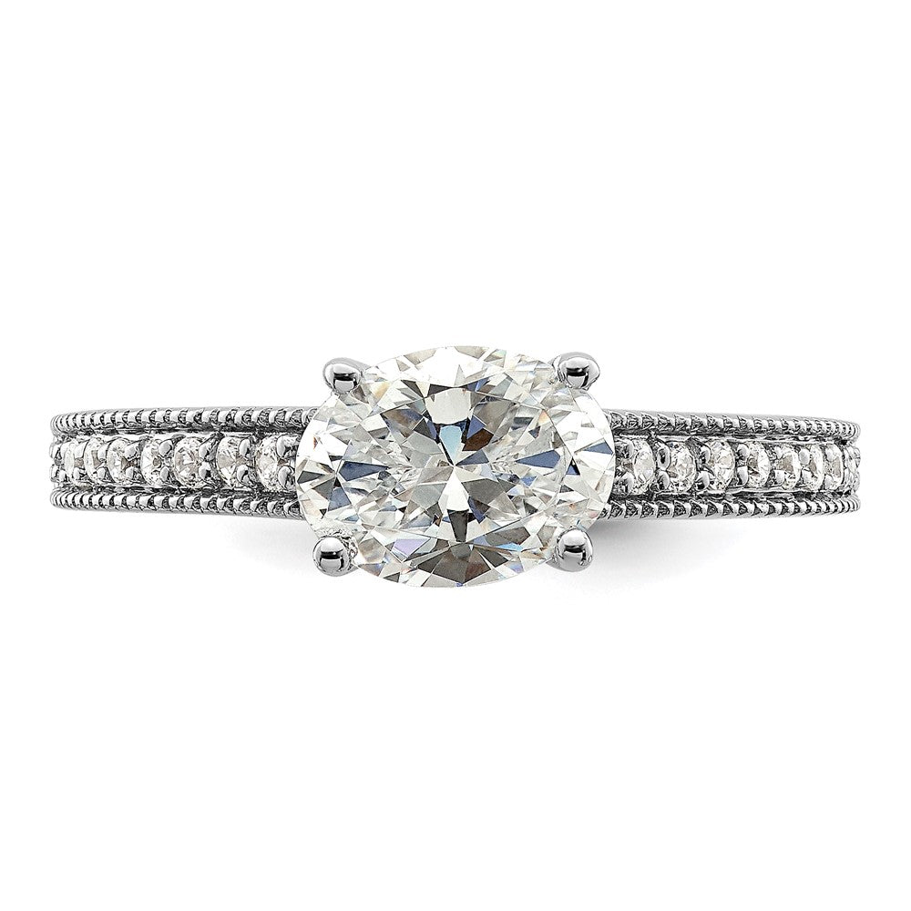14K White Gold Lab Grown Dia. VS/SI+ G+ Semi-Mnt. Oval East/West Rin