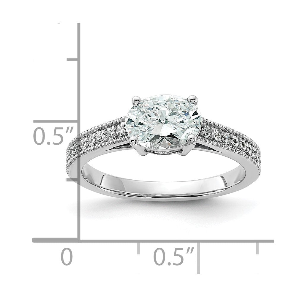 14K White Gold Lab Grown Dia. VS/SI+ G+ Semi-Mnt. Oval East/West Rin