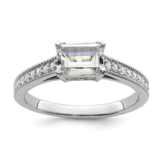 14K White Gold Lab Grown Dia. VS/SI+ G+ Emerald Semi-Mnt. East/West