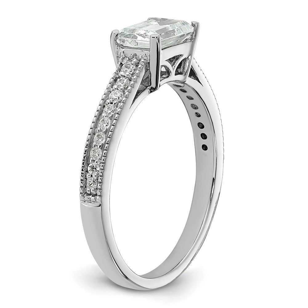 14K White Gold Lab Grown Dia. VS/SI+ G+ Emerald Semi-Mnt. East/West