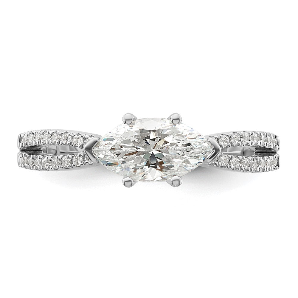 14k White Gold East West (Holds 3/4 carat (9.2x5.00mm) Marquise Center) 1/8 carat Diamond Semi-Mount Engagement Ring