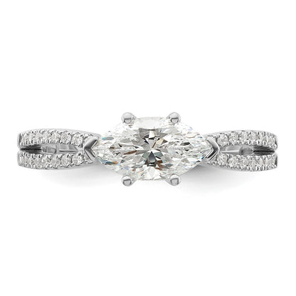 14k White Gold East West (Holds 3/4 carat (9.2x5.00mm) Marquise Center) 1/8 carat Diamond Semi-Mount Engagement Ring