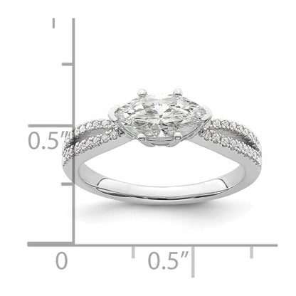 14k White Gold East West (Holds 3/4 carat (9.2x5.00mm) Marquise Center) 1/8 carat Diamond Semi-Mount Engagement Ring
