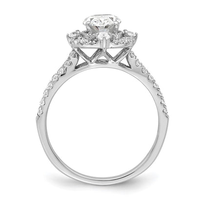 14k White Gold Vintage Halo (Holds 1 carat (8.0x6.1mm) Oval Center) 5/8 carat Diamond Semi-Mount Engagement Ring