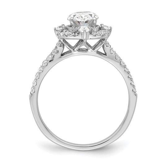 14k White Gold Vintage Halo (Holds 1 carat (8.0x6.1mm) Oval Center) 5/8 carat Diamond Semi-Mount Engagement Ring