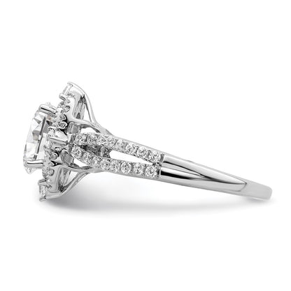 14k White Gold Vintage Halo (Holds 1 carat (8.0x6.1mm) Oval Center) 5/8 carat Diamond Semi-Mount Engagement Ring