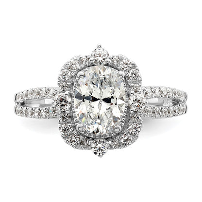 14k White Gold Vintage Halo (Holds 1 carat (8.0x6.1mm) Oval Center) 5/8 carat Diamond Semi-Mount Engagement Ring