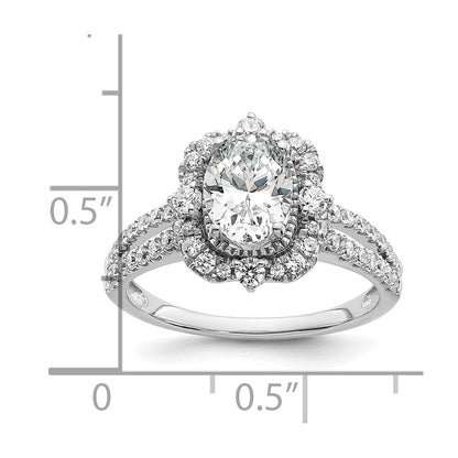 14k White Gold Vintage Halo (Holds 1 carat (8.0x6.1mm) Oval Center) 5/8 carat Diamond Semi-Mount Engagement Ring