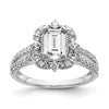 14k White Gold Vintage Halo (Holds 1 carat (6.9x5.2mm) Emerald-cut Center) 5/8 carat Diamond Semi-Mount Engagement Ring
