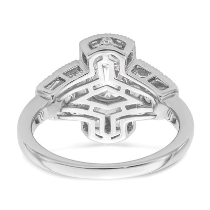14k White Gold Art Deco (Holds 5/8 carat (5.6mm) Round Center) 1/3 carat Diamond Semi-mount Engagement Ring