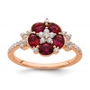 14K Rose Gold Lab Grown Diamond VS/SI+ G+ Cr.Ruby Floral Ring