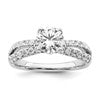 14k White Gold 5/8 carat Lab Grown Diamond VS/SI+ G+ 1 carat Center Round Semi Mount Engagement Ring