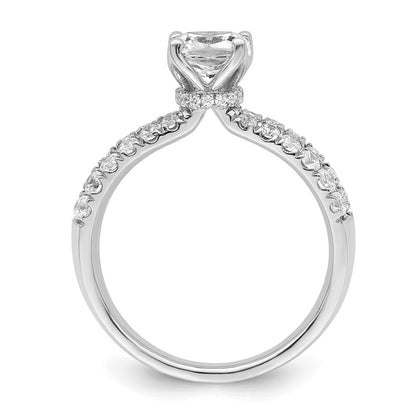 14k White Gold 5/8 carat Lab Grown Diamond VS/SI+ G+ 1 carat Center Cushion Semi Mount Engagement Ring