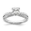 14k White Gold 5/8 carat Lab Grown Diamond VS/SI+ G+ 1 carat Center Cushion Semi Mount Engagement Ring