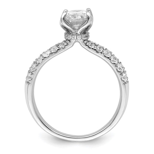 14k White Gold 5/8 carat Lab Grown Diamond VS/SI+ G+ 1 carat Center Oval Semi Mount Engagement Ring