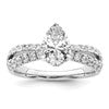 14k White Gold 5/8 carat Lab Grown Diamond VS/SI+ G+ 1 carat Center Pear Semi Mount Engagement Ring