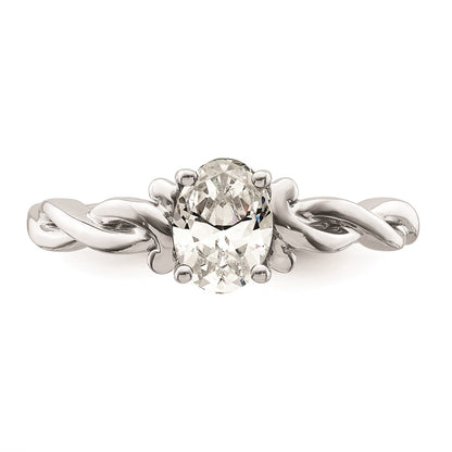 14k White Gold Oval Setting Twisted Band Engagement Ring Mounting