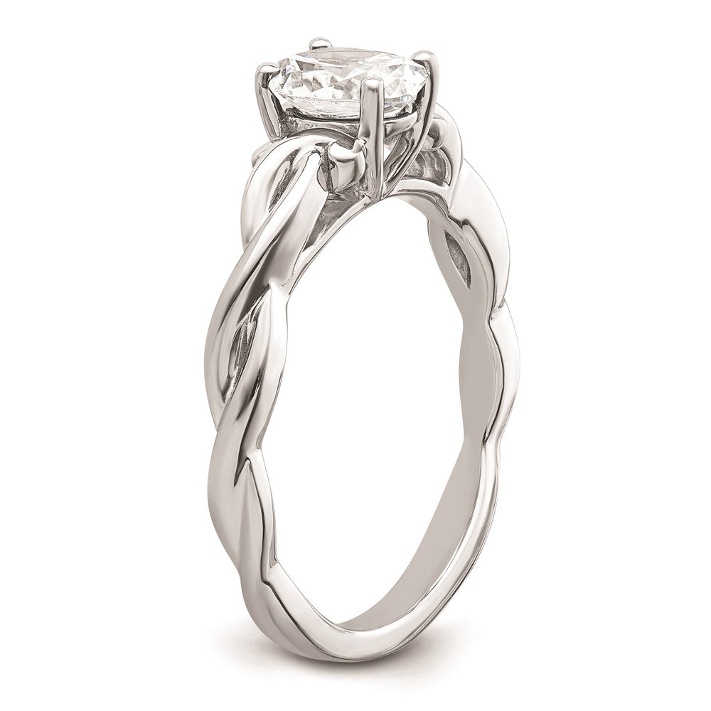14k White Gold Oval Setting Twisted Band Engagement Ring Mounting