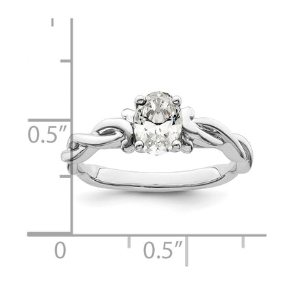 14k White Gold Oval Setting Twisted Band Engagement Ring Mounting