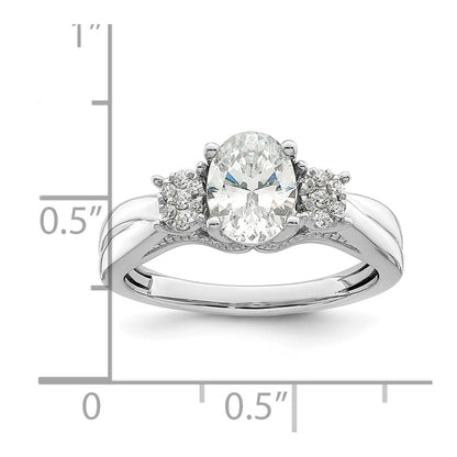 14k White Gold 1/8 carat Lab Grown Diamond VS/SI+ G+ 1 carat Center Oval Semi Mount Engagement Ring