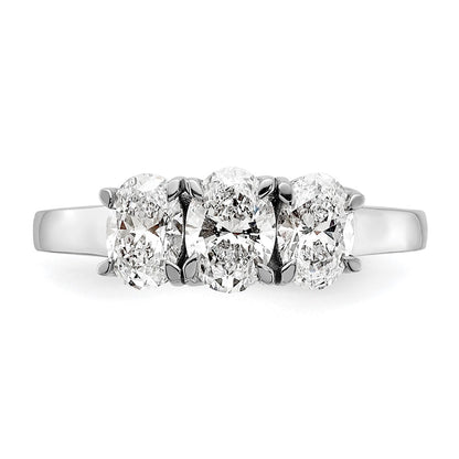 True Origin 14K White Gold 1 1/4 carat Lab Grown Diamond VS+ F+ Complete Oval Three Stone Ring