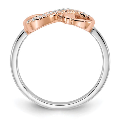 10K Two-tone White and Rose Polished Infinity Hearts 1/15 carat Diamond Ring