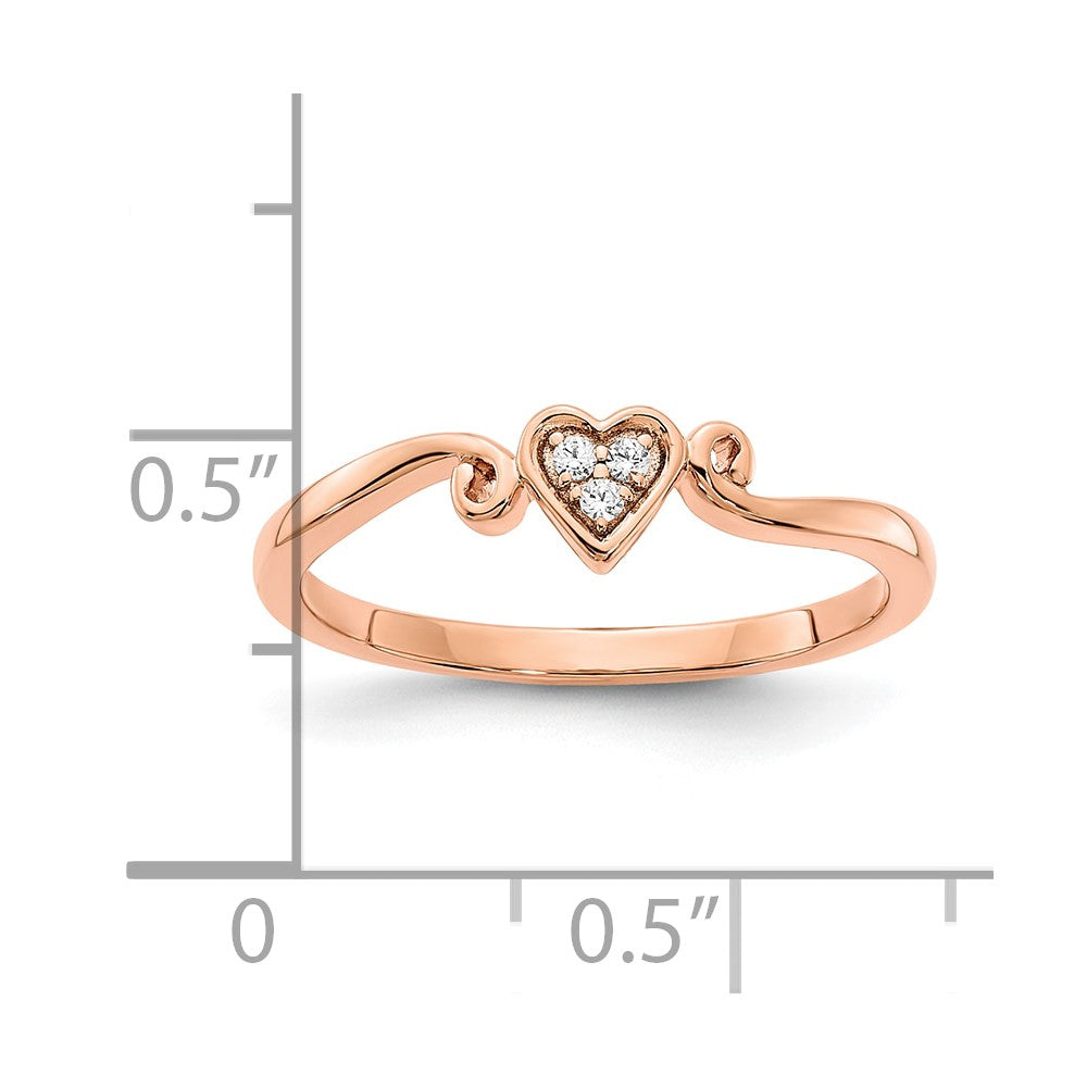 10K Rose Gold Polished Heart Diamond Ring