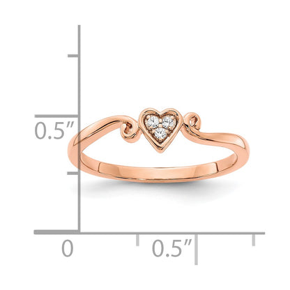 10K Rose Gold Polished Heart Diamond Ring