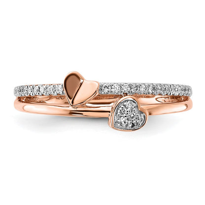 14k Rose Gold 1/8 carat Lab Grown Diamond VS/SI+ G+ Complete Hearts Ring