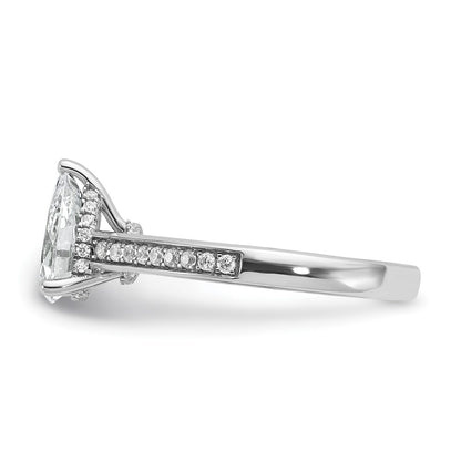 True Origin 14K White Gold 1/4 ct Lab Grown Diamond VS+ F+ Semi-Mount Pear Engagement Ring