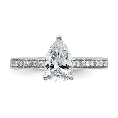 True Origin 14K White Gold 1/4 ct Lab Grown Diamond VS+ F+ Semi-Mount Pear Engagement Ring