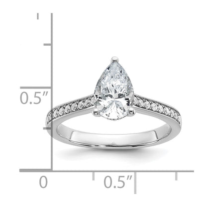 True Origin 14K White Gold 1/4 ct Lab Grown Diamond VS+ F+ Semi-Mount Pear Engagement Ring