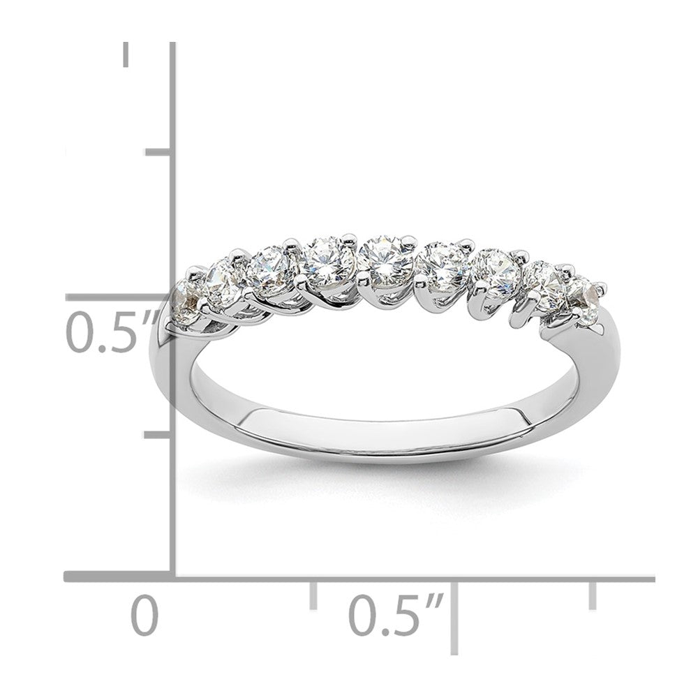 14k White Gold 1/2 carat Lab Grown Diamond VS/SI+ G+ Nine Stone Complete Fashion band