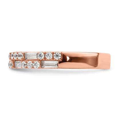 14K Rose Gold 1 carat Round/Baguette Diamond Complete Wedding Band