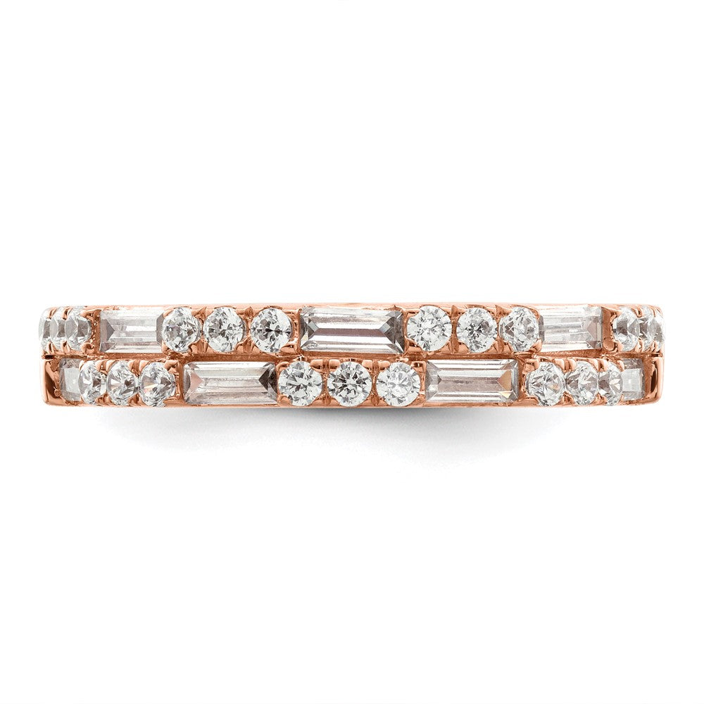 14K Rose Gold 1 carat Round/Baguette Diamond Complete Wedding Band
