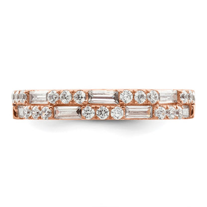 14K Rose Gold 1 carat Round/Baguette Diamond Complete Wedding Band