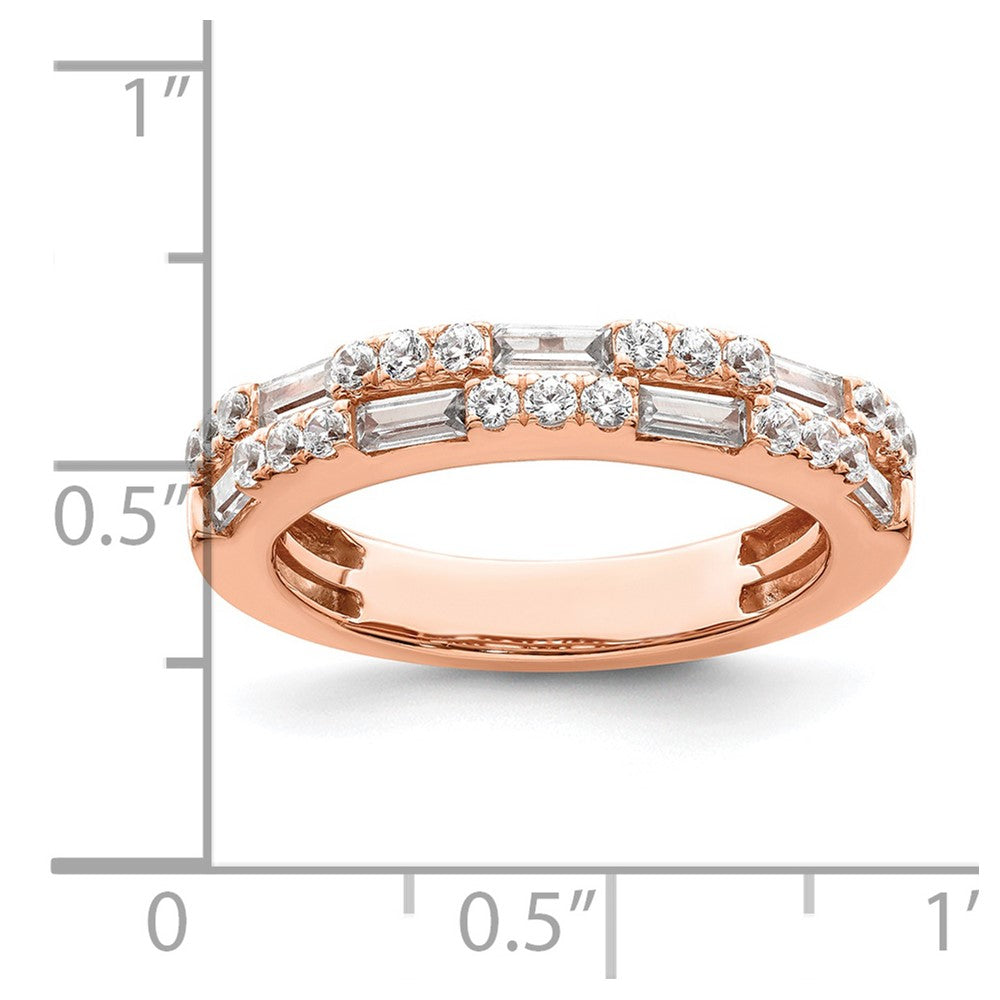 14K Rose Gold 1 carat Round/Baguette Diamond Complete Wedding Band