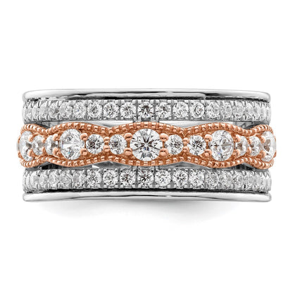 14k White and Rose Gold 1 carat Complete Diamond Wedding Band