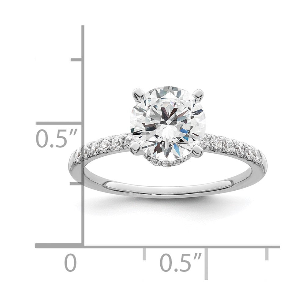 14K White Gold (Holds 1.5 carat (7.5mm) Round Center) 1/4 carat Diamond Semi-mount Engagement Ring