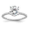 14K White Gold (Holds 1.5 carat (7.5mm) Round Center) 1/4 carat Diamond Semi-mount Engagement Ring