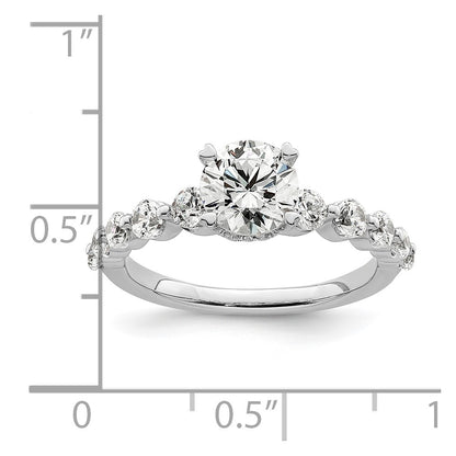 14k White Gold 3/4 carat Lab Grown Diamond VS/SI+ G+ 3/4 carat Center Round Semi Mount Solitaire Engagement Ring