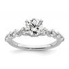 14k White Gold 3/4 carat Lab Grown Diamond VS/SI+ G+ 3/4 carat Center Round Semi Mount Solitaire Engagement Ring