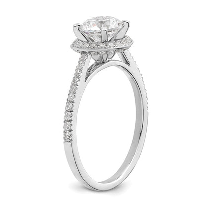 14K White Gold Vintage Halo (Holds 1 carat (6.5mm) Round Center) 1/3 carat Diamond Semi-mount Engagement Ring