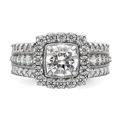 14k White Gold 1 1/3 carat Lab Grown Diamond VS/SI+ G+ 1 carat Center Round Semi Mount Engagement Ring