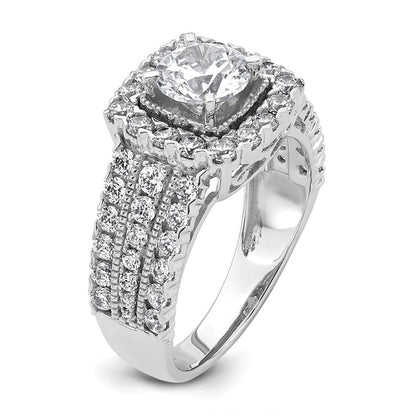 14k White Gold 1 1/3 carat Lab Grown Diamond VS/SI+ G+ 1 carat Center Round Semi Mount Engagement Ring