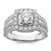 14k White Gold 1 1/3 carat Lab Grown Diamond VS/SI+ G+ 1 carat Center Round Semi Mount Engagement Ring