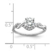 14k White Gold Twist (Holds 5/8 carat (5.8mm) Round Center) 1/4 carat Diamond Semi-mount Engagement Ring